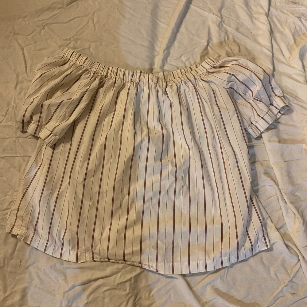 Striped off the shoulder shirt